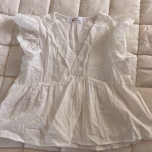 Krush White Ruffle Sleeve Blouse